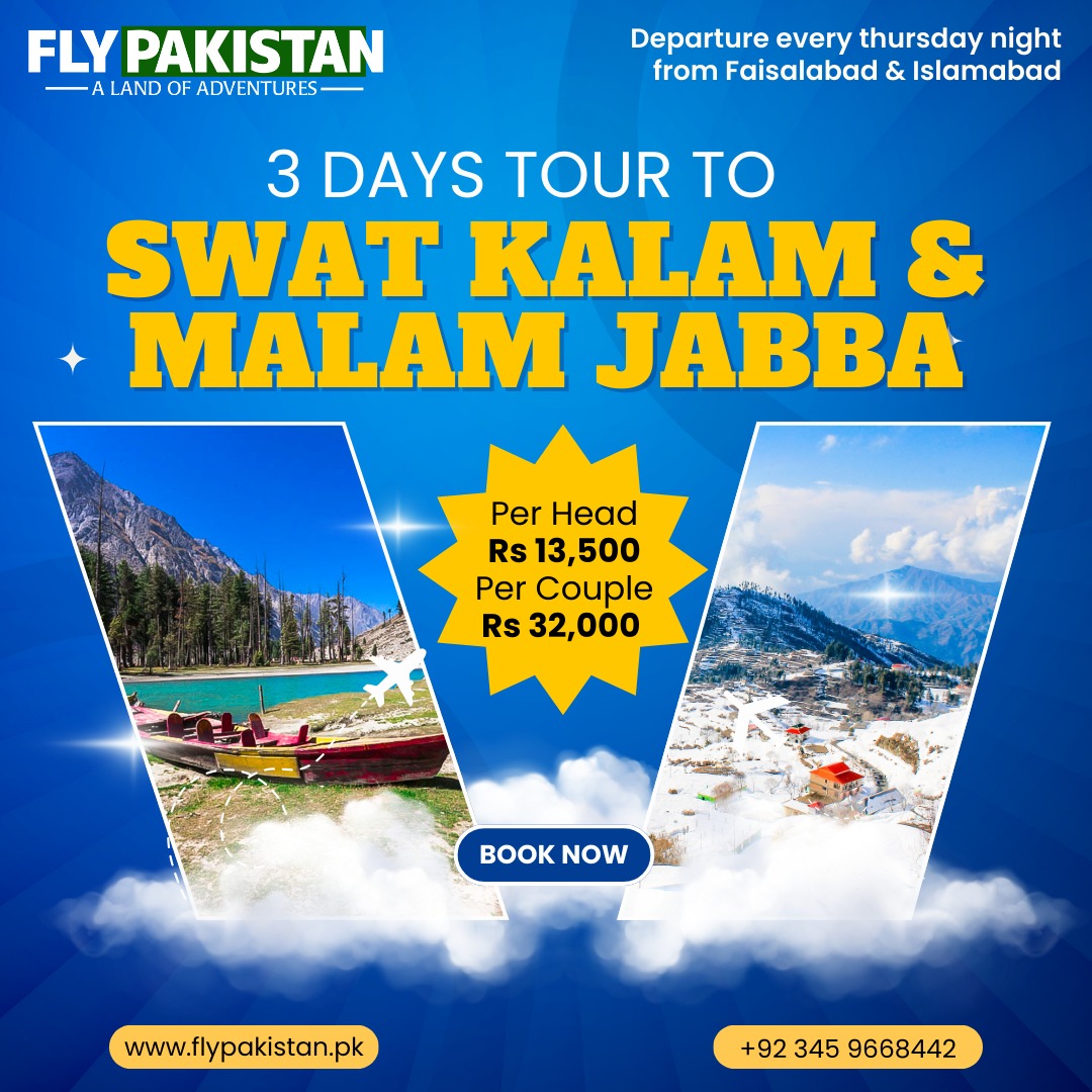 Book Deal 3 Days Tour To Swat Kalam Malam Jabba Winter Season